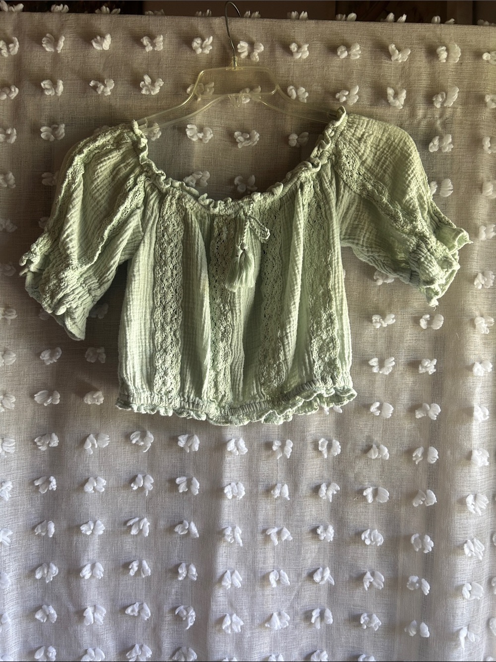 American Eagle Outfitters Light Sage Green Peasant Blouse
